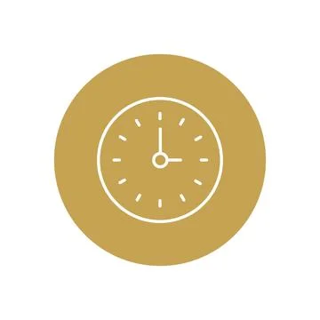 Vector illustration. Clock icon. Colored round icon on isolated on white Stock Illustration
