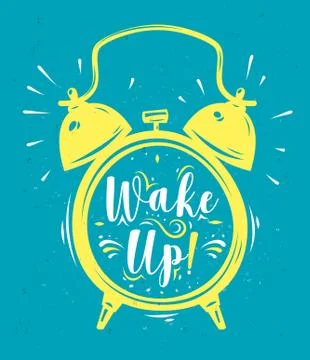 Vector illustration of clock with lettering Stock Illustration