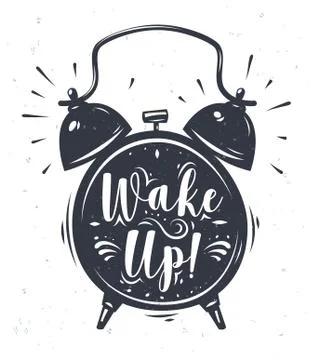 Vector illustration of clock with lettering Stock Illustration