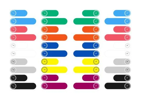 Vector illustration of a clock template in different colors Stock Illustration