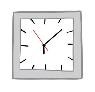 Vector illustration clock time. Hand drawn. Stock Illustration