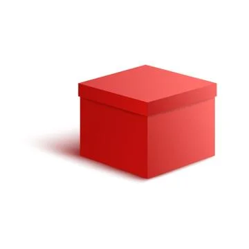 Vector illustration of close red paper box in realistic 3d style style. Illustrazione stock