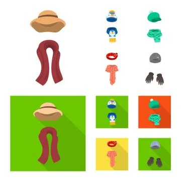 Vector illustration of clothes and texture logo. Collection of clothes and Stock Illustration