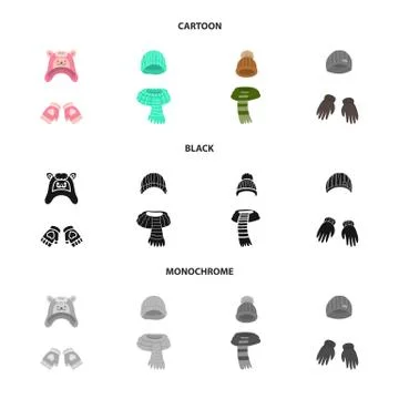 Vector illustration of clothes and texture sign. Set of clothes and weather Stock Illustration