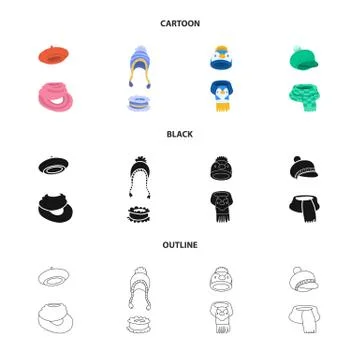 Vector illustration of clothes and texture logo. Set of clothes and weather Stock Illustration