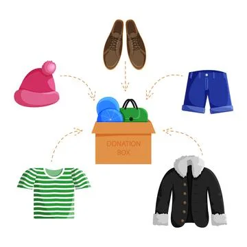 Vector Illustration of Clothes Donation in Flat Style. Concept for Charity Stock Illustration