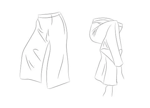 Vector illustration of clothes, line drawing, vector Stock Illustration