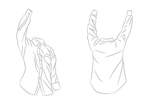Vector illustration of clothes, line drawing, vector Stock Illustration