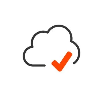 Vector illustration of cloud with checkmark, vector illustration isolated on  Stock Illustration
