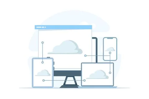 Vector illustration of cloud computing concept. Depicts cloud server. 스톡 일러스트
