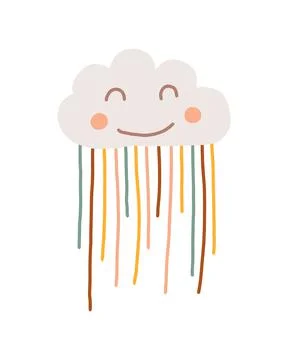 Vector illustration of cloud in kids boho style. Stock Illustration