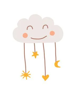 Vector illustration of cloud in kids boho style. Stock Illustration