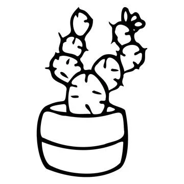 Vector illustration of a cloud in a pot. Blooming cactus illustration. Stock Illustration