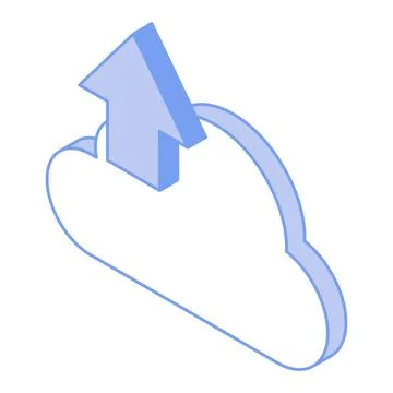 Vector illustration of a cloud upload in a minimalist isometric style 스톡 일러스트