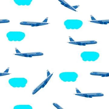 Vector illustration clouds airplane Stock Illustration