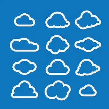 Vector illustration of clouds collection. Stock Illustration