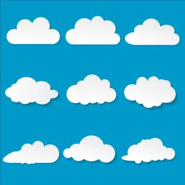 Vector illustration of clouds collection. Stock Illustration