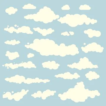 Vector illustration of clouds collection set blue Stock Illustration