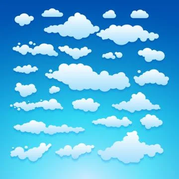 Vector illustration of clouds collection set blue Stock-Illustration