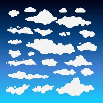 Vector illustration of clouds collection set blue Stock Illustration