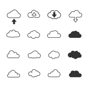 Vector illustration, Clouds collection set. Concept - computing web and app Illustrazione stock