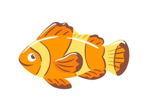 Vector illustration of a clownfish showcases its striking orange and white .. Stock Illustration