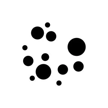 Vector illustration of a cluster of various sized, scattered circles. the d.. Stock Illustration