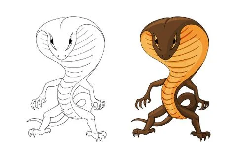 Vector illustration with a Cobra Humanoid creature isolated on white Stock Illustration