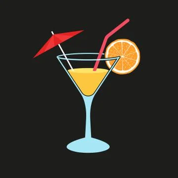 Vector illustration of cocktail. Flat design. Isolated. Stock Illustration
