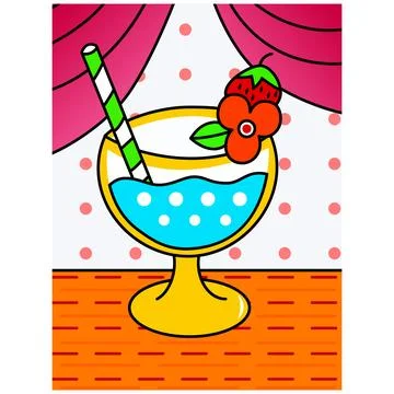 Vector Illustration of Cocktail summer refreshing drink in a glass cocktail Stock Illustration