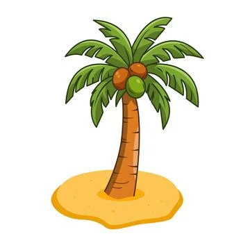Vector Illustration Of Coconut Tree On Beach Sand Stock Illustration
