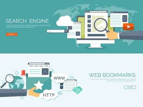 Vector illustration. Coding, programming. Web searc SEO. Development and cloud Stock Illustration