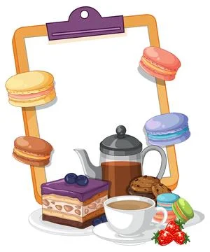 Vector Illustration of Coffee and Dessert Menu on a Clipboard Frame Stock Illustration