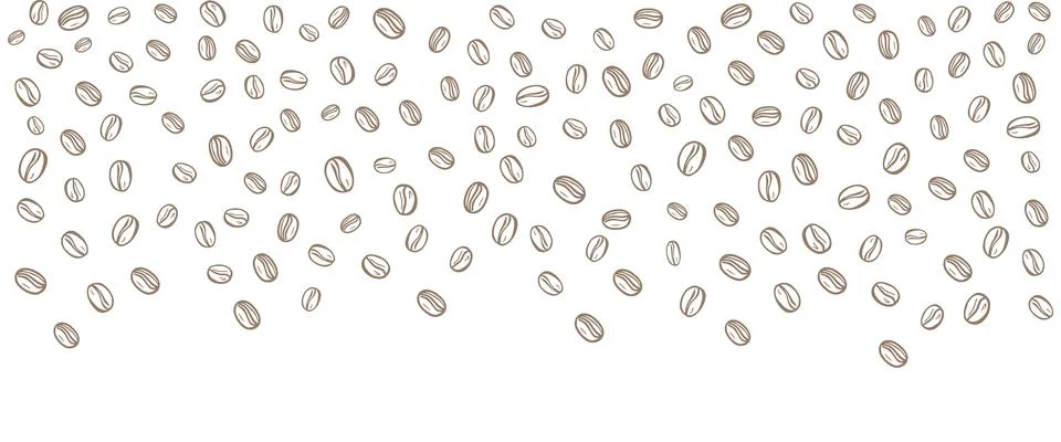 Vector illustration of coffee bean background on white background. sketch of  Stock Illustration