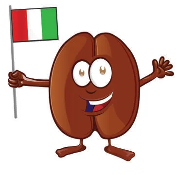 Vector illustration of coffee bean character with italian flag イラスト素材