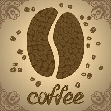 Vector illustration with coffee beans. 库存插图