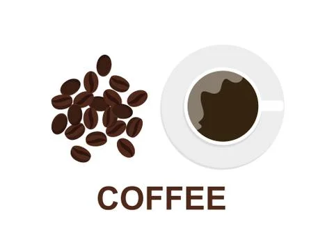 Vector illustration of coffee cup and coffee beans on white background Stock Illustration
