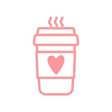 Vector illustration of a coffee Cup with a heart logo. Stock Illustration
