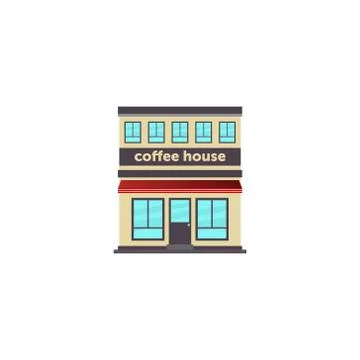 Vector illustration coffee house front facade icon. coffee house building Stock Illustration