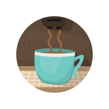 Vector illustration of a coffee machine brewing coffee in a cup. Illustrazione stock