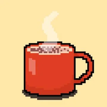 Vector Illustration of Coffee with Pixel Art Design Stock Illustration