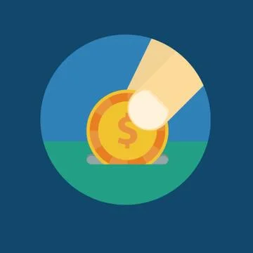 Vector illustration of a coin in his hand Stock Illustration