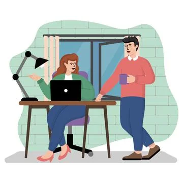 Vector illustration of colleagues communicate during the work process Stock Illustration