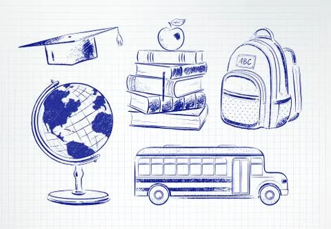 Vector illustration collection of education items Stock Illustration