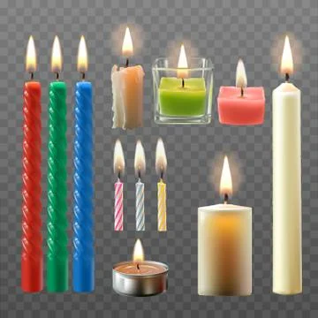 Vector illustration of a collection of various candles in a realistic style イラスト素材