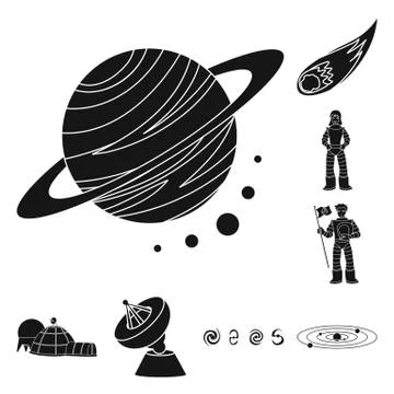 Vector illustration of colonization and sky logo. Set of colonization and galaxy Stock Illustration