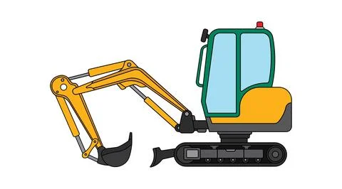 Vector illustration color children construction mini crawler excavator cons.. 스톡 일러스트