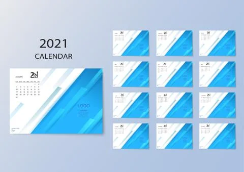 Vector illustration of a colored calendar with months for 2021. EPS 10. Stock Illustration