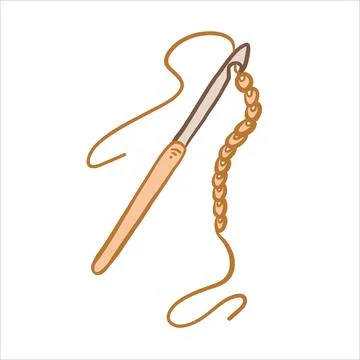 Vector illustration colored in doodle style crochet hook for knitting handwork Stock Illustration