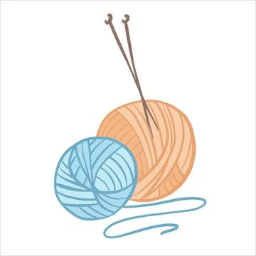 Vector illustration colored in doodle style. Yarn for knitting Illustrazione stock